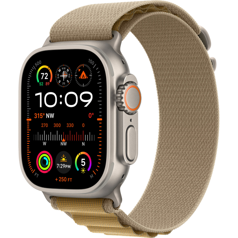 Apple Watch Ultra 2 GPS + Cellular, 49 мм, корпус из бежевого титана, ремешок Alpine цвета "загар"